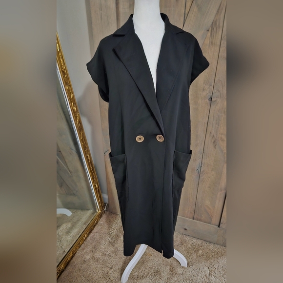 ZARA Suit Style Double Button Midi Dress In Black. Size XS NWOT - Picture 11 of 16